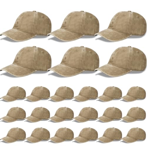 24Pack Baseball Cap Blank Trucker Hats Bulk Wholesale Hats Adjustable Plain for Men Women - color: Khaki