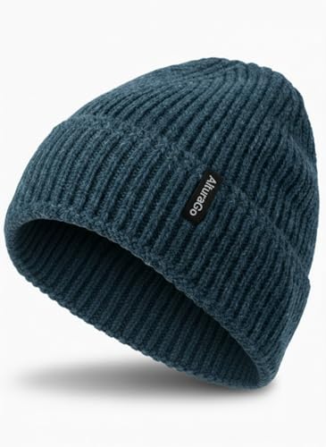 Beanie for Men Women Unisex Winter Hat Cuffed Thick Chunky Knitted Beanies Skull Cap - color: Royal Blue