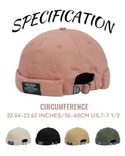 Croogo Cotton Brimless Hat for Men Rolled Cuff Docker Cap Casual Worker Hat - color: Gd30-pink