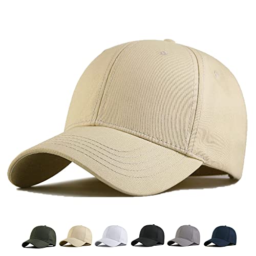 Oversize Baseball Cap XXL Big Head Hats for Men Large Head Hats Dad Hat Adjustable 23.6"-26.8" - color: Khaki