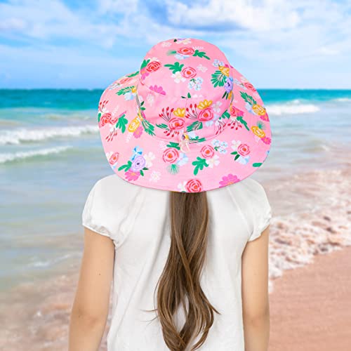 ICOSY Kids Sun Hat, UPF 50+ Girls Beach Hat for Toddler Kids - color: Pink