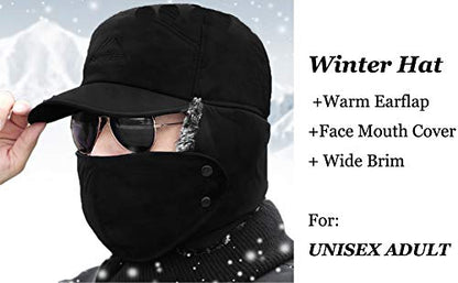 Winter 3 in 1 Thermal Fur Lined Trapper Hat with Ear Flap Full Face Warmer Cover Windproof Cycling Motorcycle Headwear - color: 3-in-1 Grey