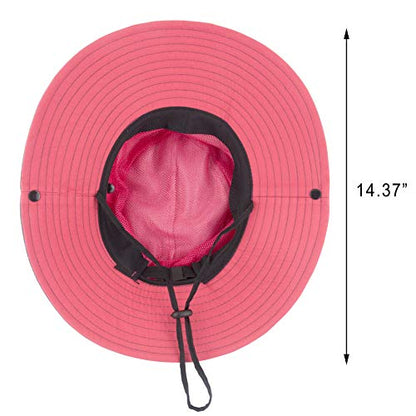Muryobao Women's Ponytail Sun Hat UV Protection Foldable Mesh Wide Brim Beach Fishing Hat - color: Watermelon Red
