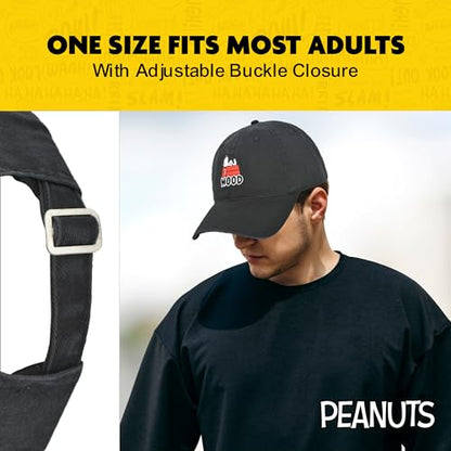 Concept One Unisex Adult Peanuts Snoopy Dad Hat, Adult Cotton Adjustable Baseball Cap with Curved Brim - color: Mood