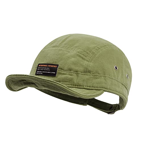 CLAPE Short Brim Baseball Cap 5 Panel Hat Soft Short Bill Trucker Cap Flat Snapback Hats Casual Outdoor Fitted Cap Dad Hats - color: Dy09-green