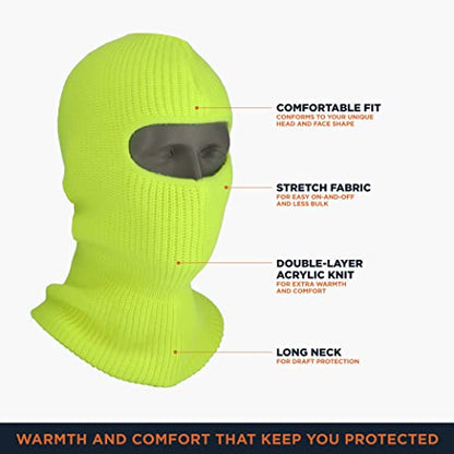 RefrigiWear 2-Layer Acrylic Knit Open-Hole Balaclava Face Mask, High Visibility - color: Lime