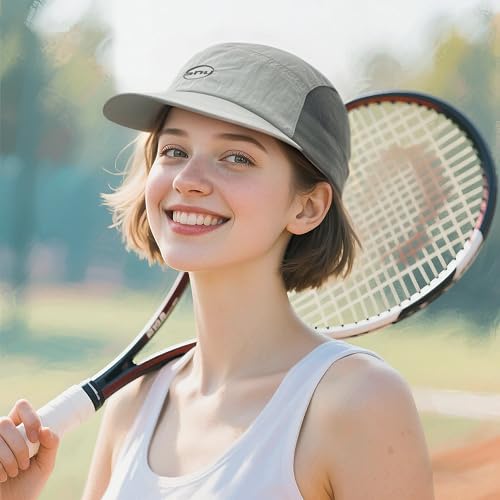 Croogo Mesh 5 Panel Hat Quick Drying Running Baseball Cap for Outdoor - color: Lightgrey