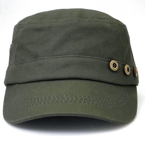 Men's Military Cadet Hat Flat Top Newsboy Cap - color: A - Green
