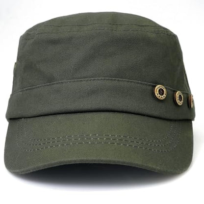 Men's Military Cadet Hat Flat Top Newsboy Cap - color: A - Green
