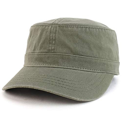 Trendy Apparel Shop Cotton Army Cap Military Flat Top Adjustable Baseball Cap - color: Olive