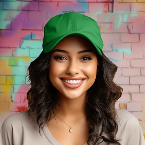 DALIX Baseball Cap Dad Hat Plain Men Women Cotton Adjustable Blank Unstructured Soft - color: Kelly Green