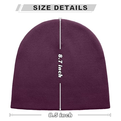 ROYBENS 100% Cotton No Cuff Beanie Hat Men Women, Fisherman Skull Cap - color: Purple