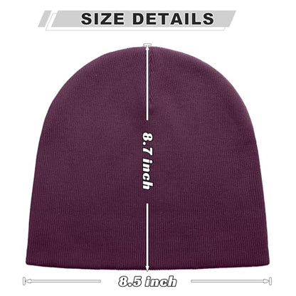 ROYBENS 100% Cotton No Cuff Beanie Hat Men Women, Fisherman Skull Cap - color: Purple