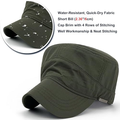 Loneshark Water Resistant Military Hat Quick Dry Cadet Cap Army Flat Top - color: Sport-logo-green