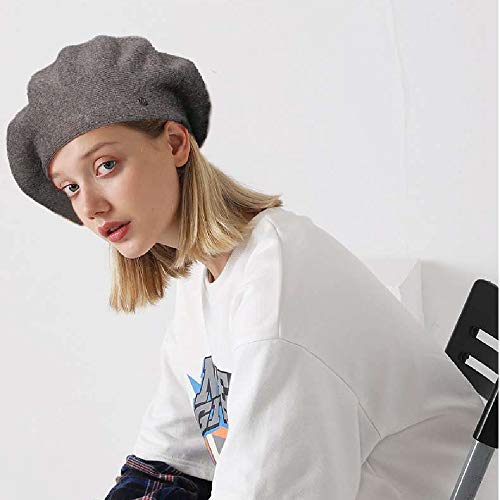 Womens Winter Beret Hat Knitted Beanie Cap Autumn Winter Hat French Classic Beret - color: Camel