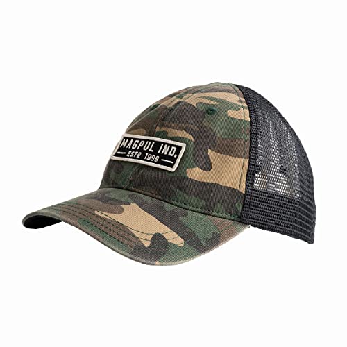 Magpul Trucker Hat Snap Back Baseball Cap, One Size Fits Most - color: Established Garment Washed Woodland Camo