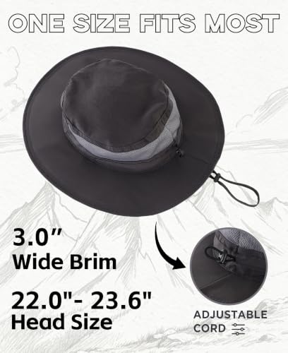 Connectyle Men's Breathable UPF 50+ Sun Hat Packable UV Protection Bucket Hat for Fishing Hiking Camping Safari Beach Golf - color: Dark Grey