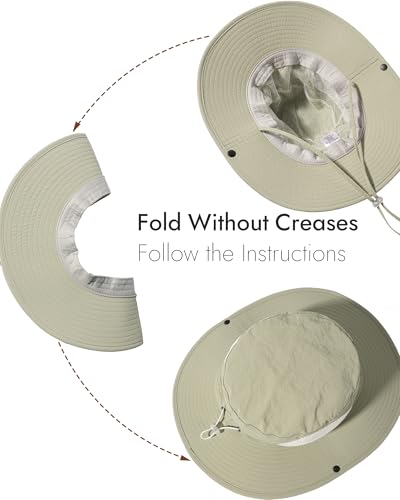 Sun Hats for Men Women UV Sun Protection Waterproof Wide Brim Bucket Hat - color: Beige