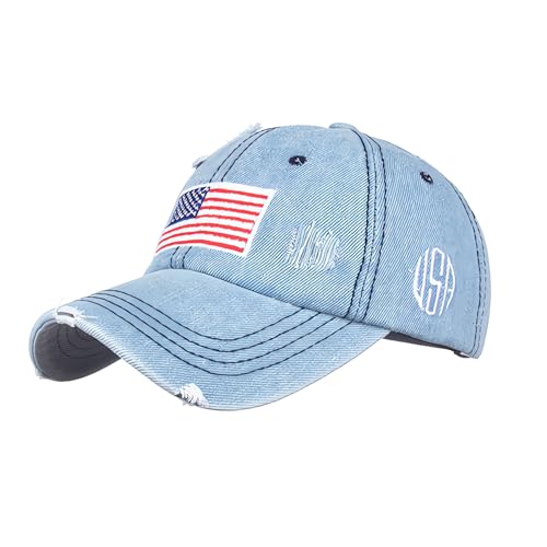 American Flag Baseball Caps Embroiderred USA Flag Patriotic Dad Hat Adjustable Trucker Hats for Men Women - color: Usa Flag Blue 1#