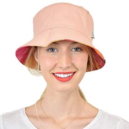C.C Unisex 100% Cotton Packable Reversible Tie Dye Bucket Sun Hat - color: Orange/Rose