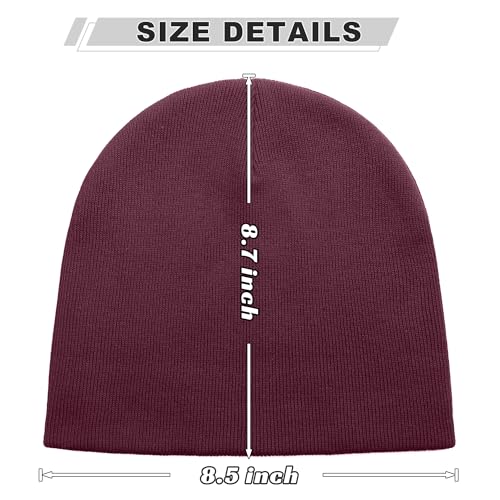 ROYBENS 100% Cotton No Cuff Beanie Hat Men Women, Fisherman Skull Cap - color: Burgundy