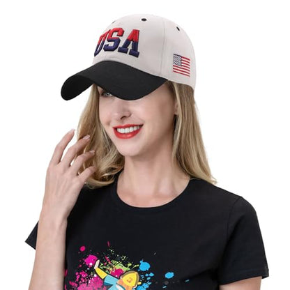 American Flag Baseball Caps Embroiderred USA Flag Patriotic Dad Hat Adjustable Trucker Hats for Men Women - color: Usa Flag Navy White