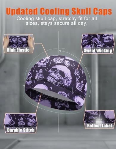 Sweat Wicking Skull Caps Cooling Helmet Liner Hat Running Beanie Cycling Skullcap Sleeping Cap for Men Women - color: Skull Sets