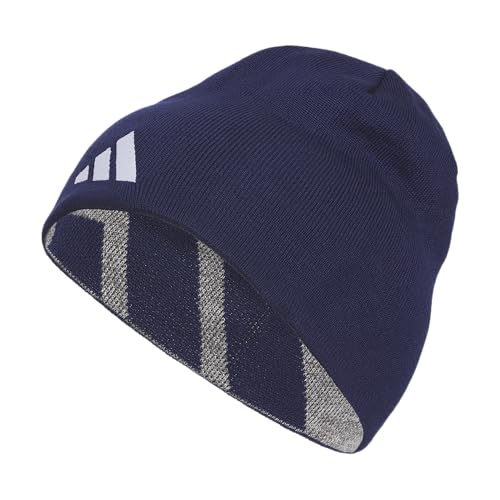 adidas Men's Reversible Skully Beanie - color: Dark Blue/Grey Four-grey Two/White