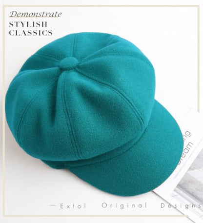 Sumolux Women Beret Newsboy Hat French Cap Classic Winter - color: Turquoise