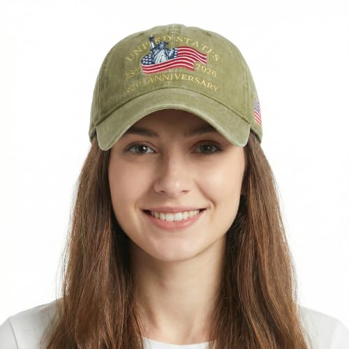 USA 250th Anniversary Baseball Cap Patriotic Embroidered American Hat - color: 2-khaki