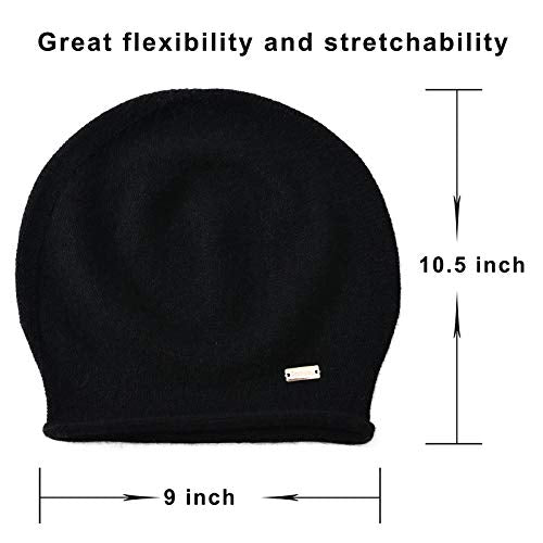 jaxmonoy Slouchy Knit Beanie Hat for Women Winter Soft Warm Ladies Laightweight Slouch Knitted Skull Beanies Cap - color: Black