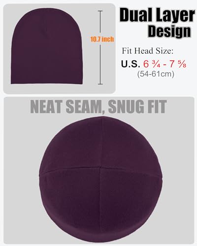 ROYBENS Thin 100% Cotton Beanie for Men Women Lightweight Slouchy Chemo Hat - color: 1pcs-purple