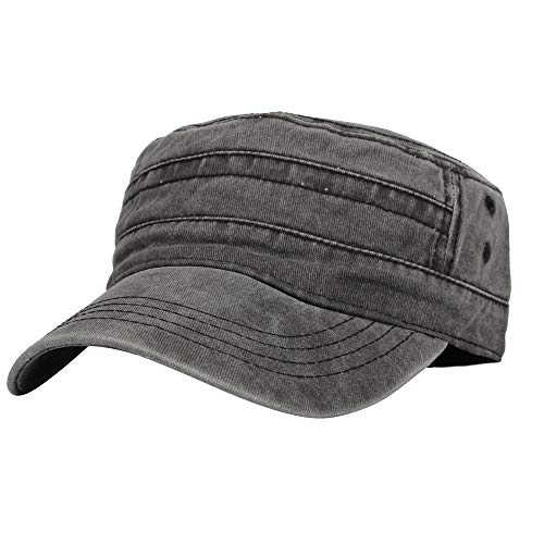 WITHMOONS Washed Cotton Cadet Cap Vintage Military Army Hat Mens Womens KZ40037 - color: Grey
