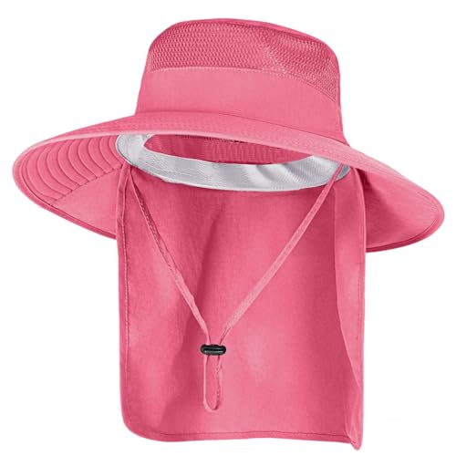 ZOORON Sun Hats for Men Women with Neck Flap Fishing UPF 50+ UV Protection - color: Rose
