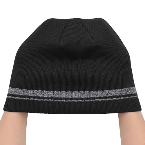 ZLYC Men Fashion Knit Fisherman Beanie Hat Winter Warm Thick Skull Cap - color: Solid Black