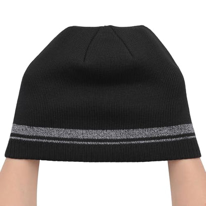 ZLYC Men Fashion Knit Fisherman Beanie Hat Winter Warm Thick Skull Cap - color: Solid Black