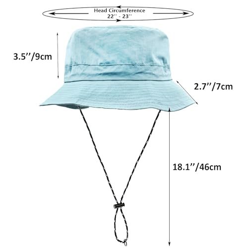woogwin Waterproof Bucket Rain Hat with Chin Strap Quick Dry Packable Boonie Sun Hat Safari Hat UV Protection - color: Light Blue