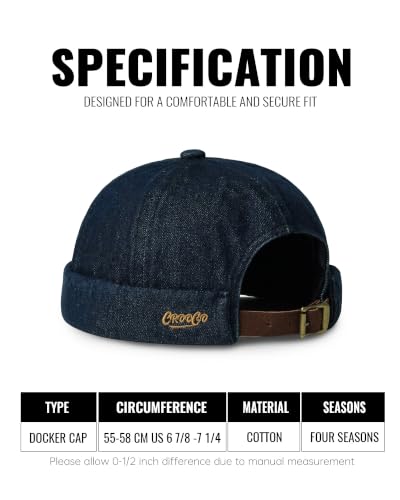 Clakllie Cotton Docker Hat Brimless Hats for Men Retro Sailor Skullcap - color: Fma2503-blue