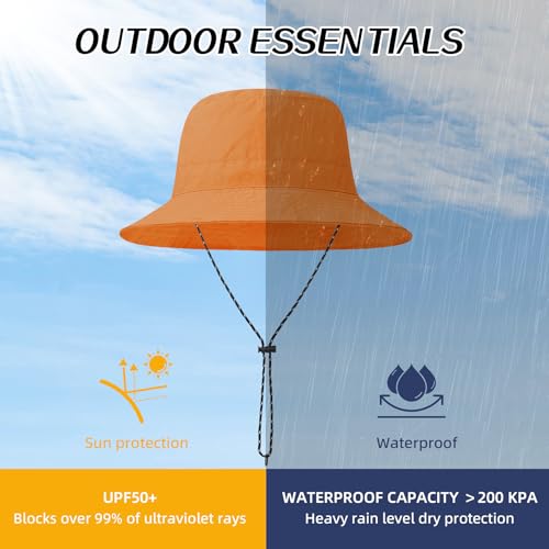 Durio Waterproof Bucket Hats for Woman UPF 50+ Sun Hat - color: Orange