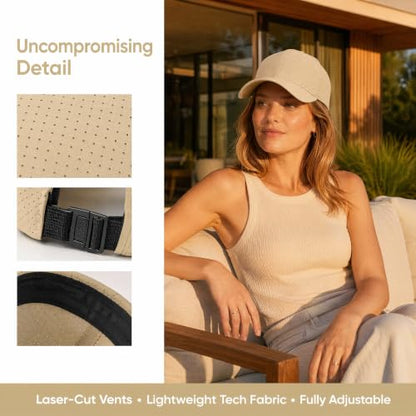 Quick Dry Baseball Cap with Adjustable Strap - color: Almond