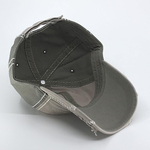 Washed Cotton Distressed with Heavy Stitching Adjustable Baseball Cap - color: Olive Green/Dark Khaki/Olive Green