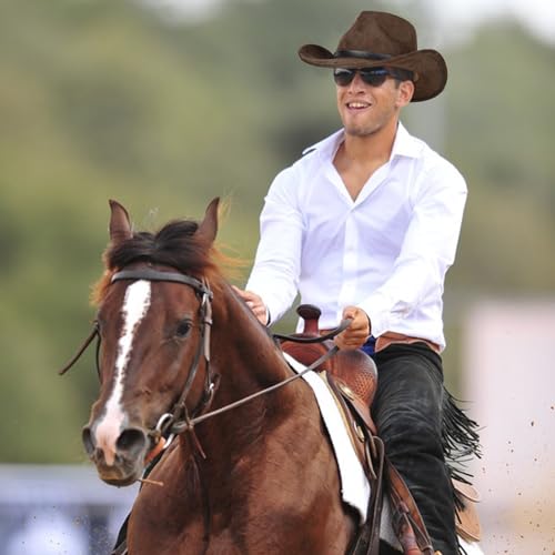 2 Pack Western Cowboy Hats for Women Men 2 Different hat Bands - color: Black+coffee