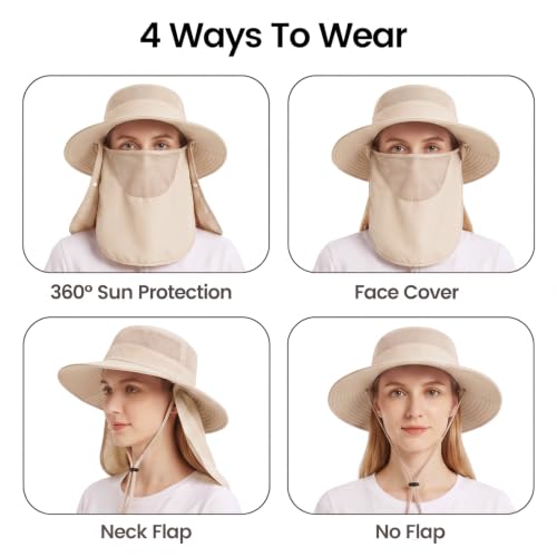 Sun Hats for Men Women UPF 50+ Waterproof Bucket Hat - color: Beige