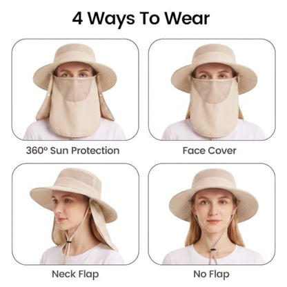 Sun Hats for Men Women UPF 50+ Waterproof Bucket Hat - color: Beige
