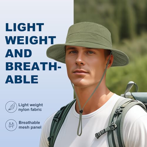 VOBOOM Unisex Wide Brim UV Protection Fishing Sun Hat - color: Green