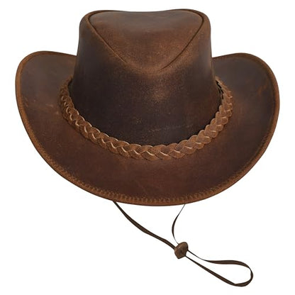 Leather Cowboy hat for Men & Women Durable Handcrafted Lightweight Shapeable Western Hats for Men - size: X-Large