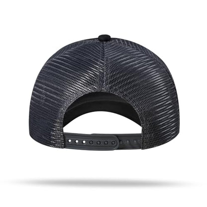 American Flag Trucker Hat - Snapback Hat, Baseball Cap for Men Women - Breathable Mesh Side, Adjustable Fit - for Casual Wear - color: Black/Dark Gray