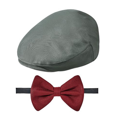 American Trends Baby Boy Newsboy Cap 2 Pack with Bow Tie - color: Gray Red, size: 2-4T