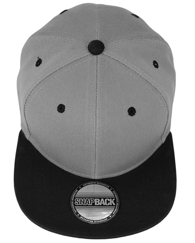 Gelante Plain Blank Flat Brim Adjustable Snapback Baseball Caps LOT 6 Pack - color: Light Gray/Black