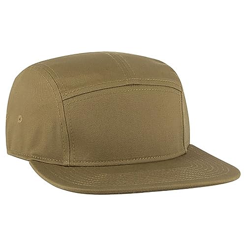Ashen Fane 5 Panel Superior Cotton Twill Square Flat Visor Adjustable Camper Hat - color: Snapback-coyote Brown